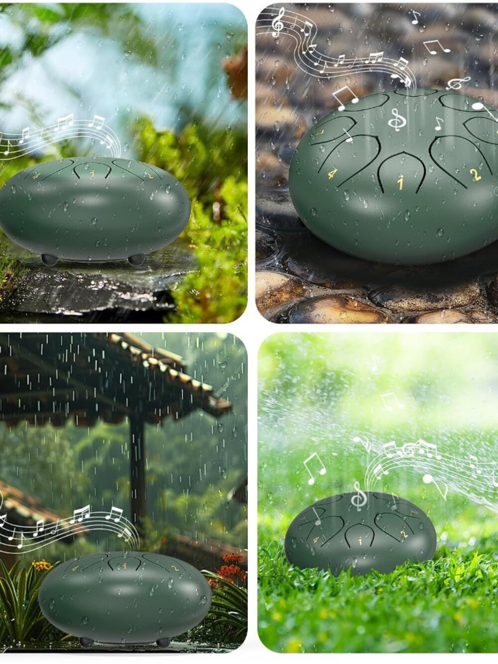 Rain Drum for Outside Garden, 6 Inches 8 Notes Steel Tongue Chakra Drums, Waterp - Picture 3 of 6